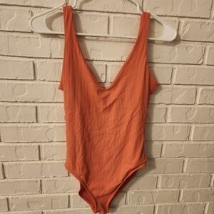 Jessica Simpson Light Orange Ribbed Swimsuit Small